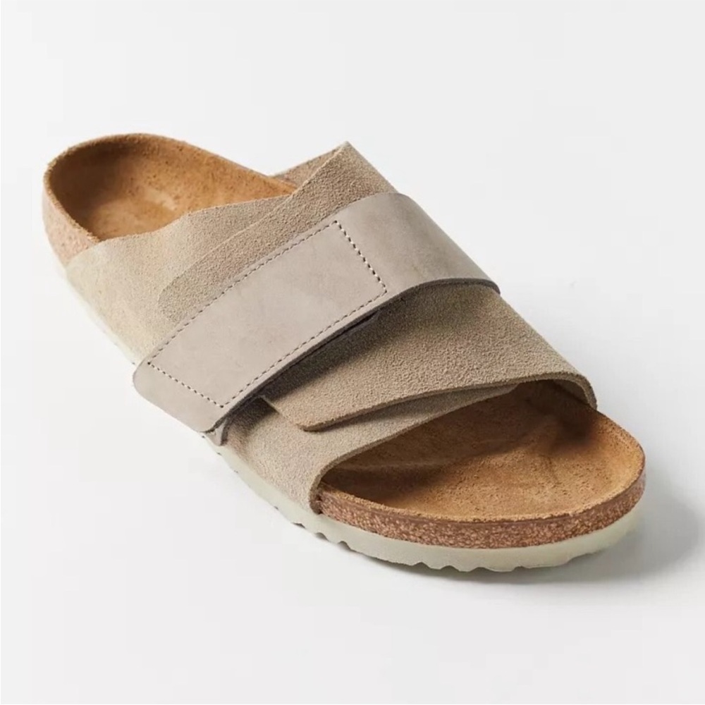NEW Birkenstock KYOTO TOUCH-STRAP LEATHER SANDALS IN GRAY TAUPE Size 45 / 12